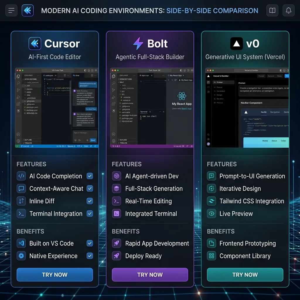 Cursor vs. Bolt.new vs. v0: The Ultimate AI Tool Showdown for Non-Coders